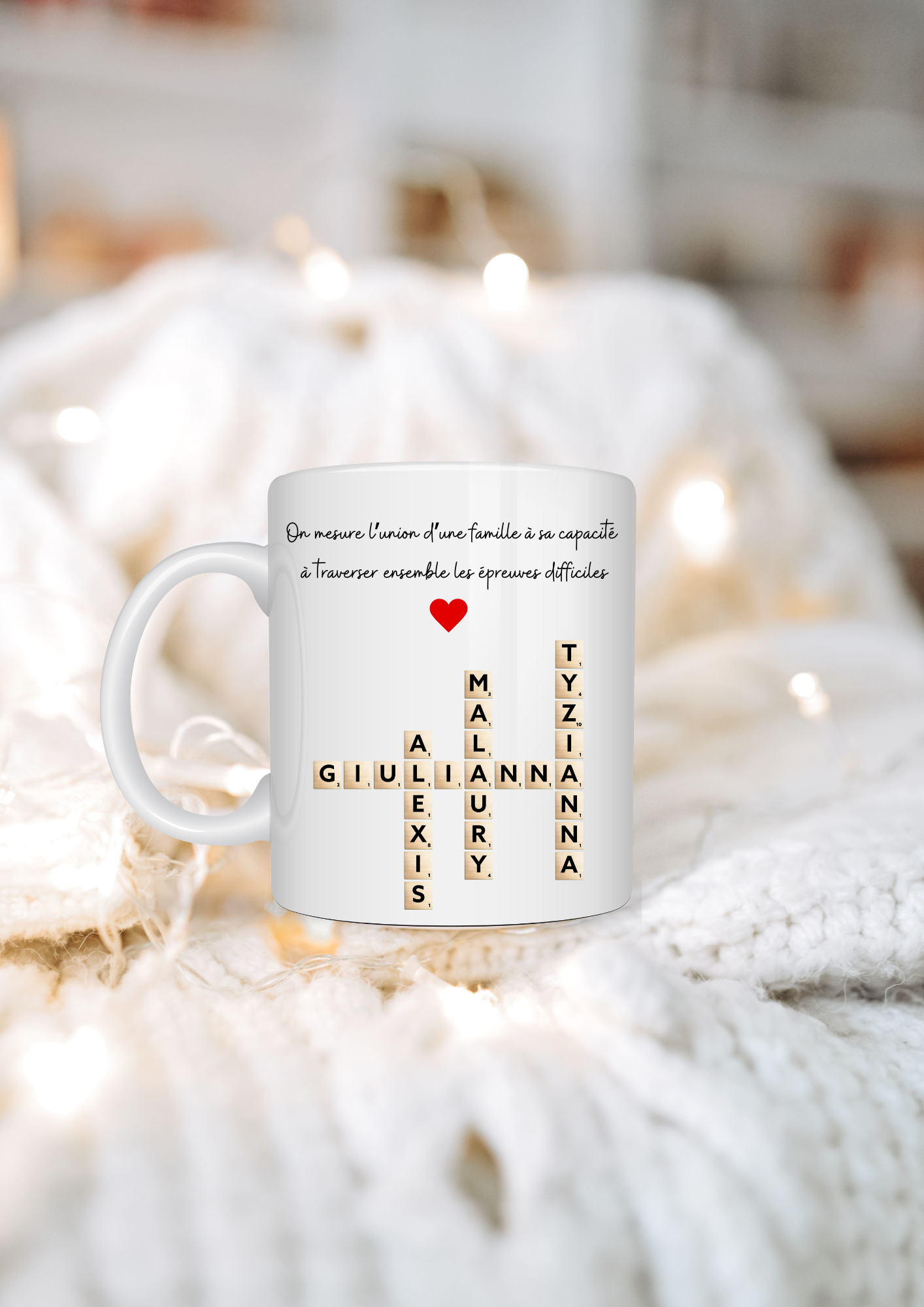 Tasse famille personnalisée "Scrabble"