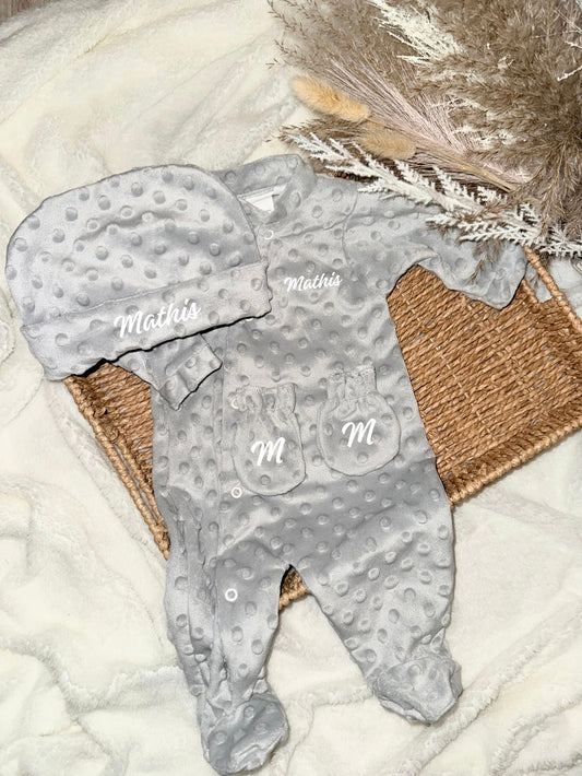 Ensemble naissance gris - Minky