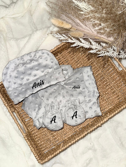 Ensemble naissance gris - Minky