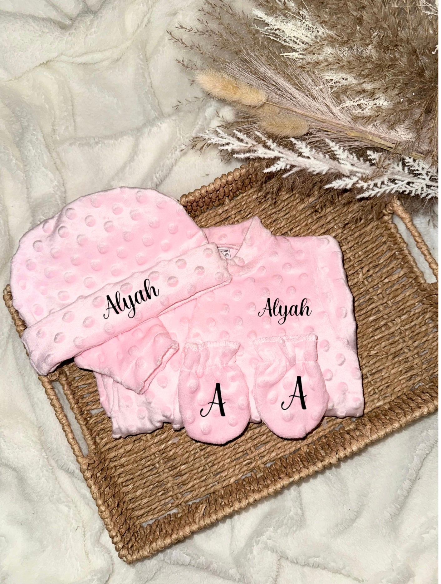 Ensemble naissance rose - Minky