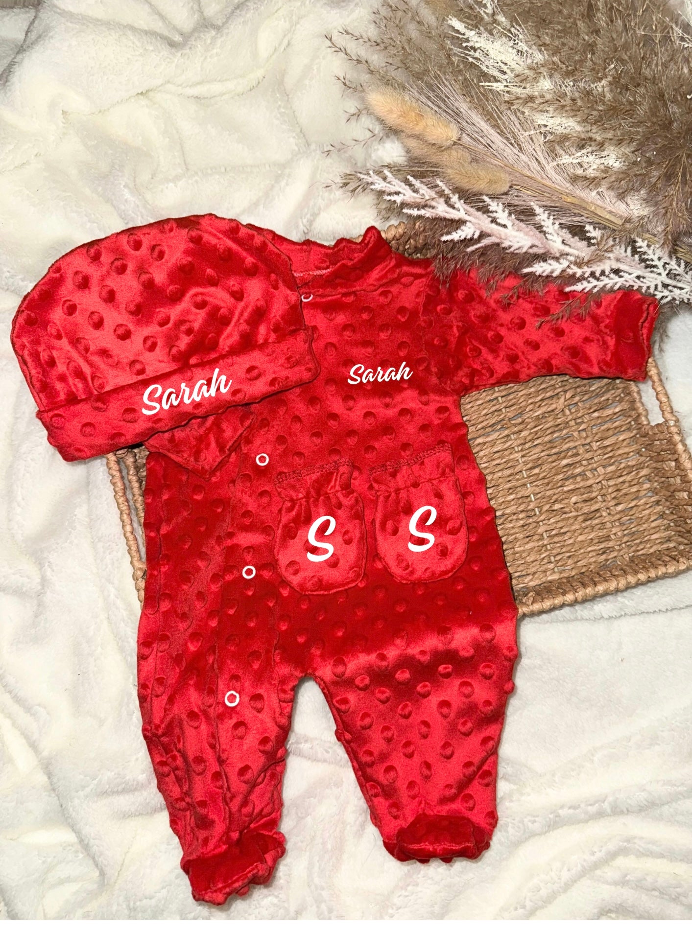 Ensemble naissance rouge - Minky