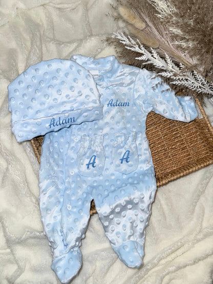 Ensemble naissance bleu ciel- Minky