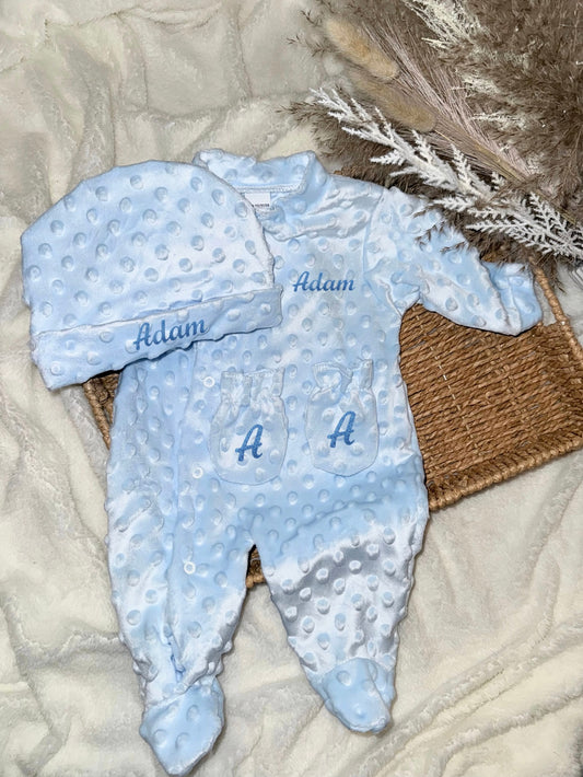 Ensemble naissance bleu ciel- Minky