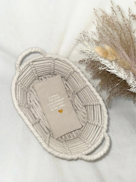 Protège Livret de Famille - Gaze de coton Beige