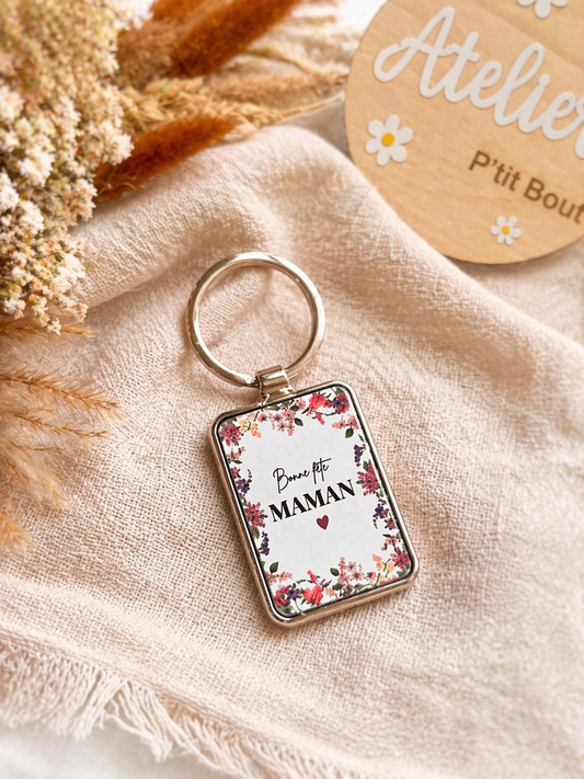 Porte-clé “Bonne fête Maman” floral