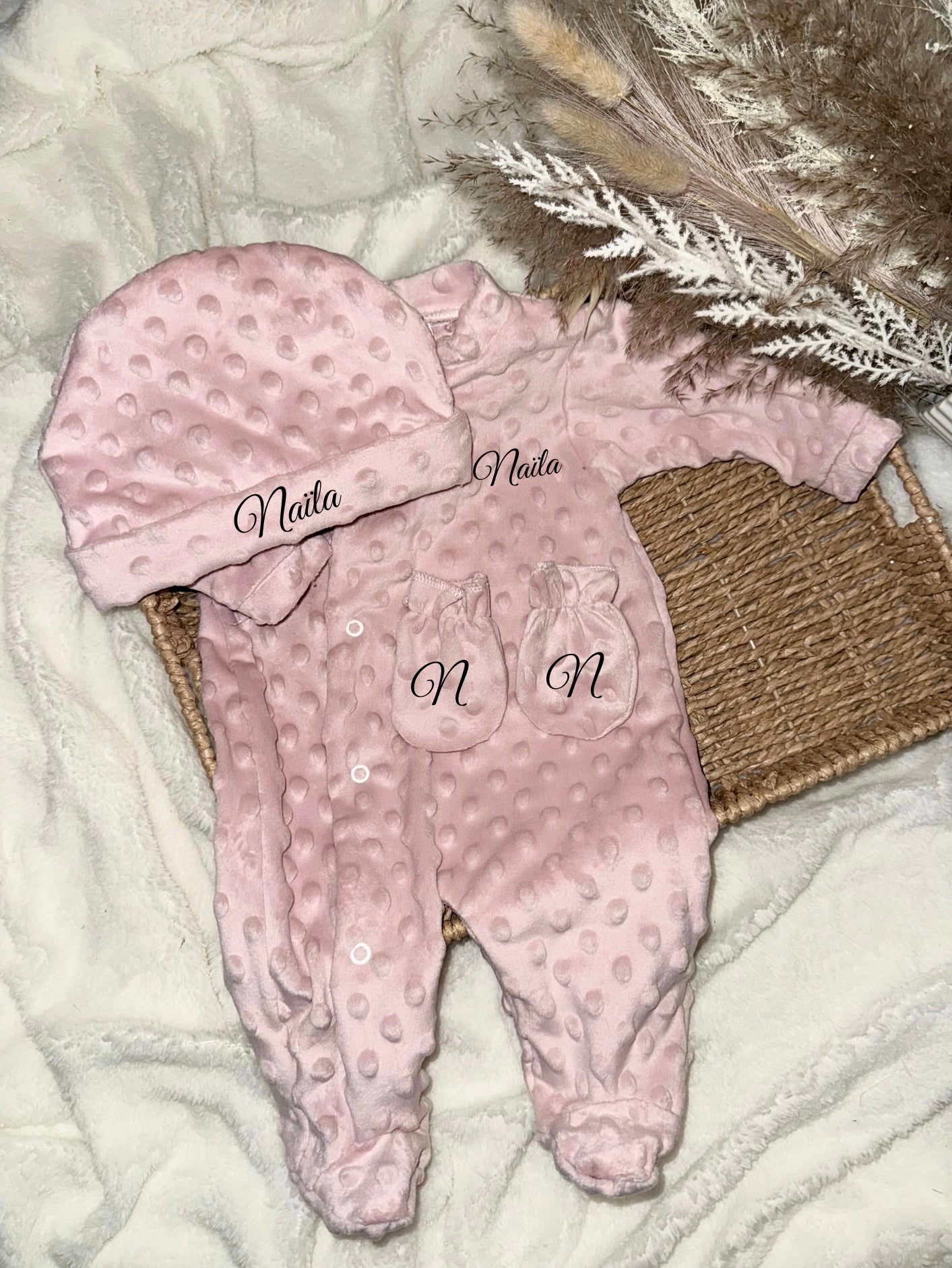 Ensemble naissance rose foncé - Minky