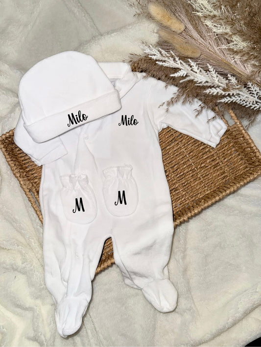 Ensemble naissance blanc -  Velours