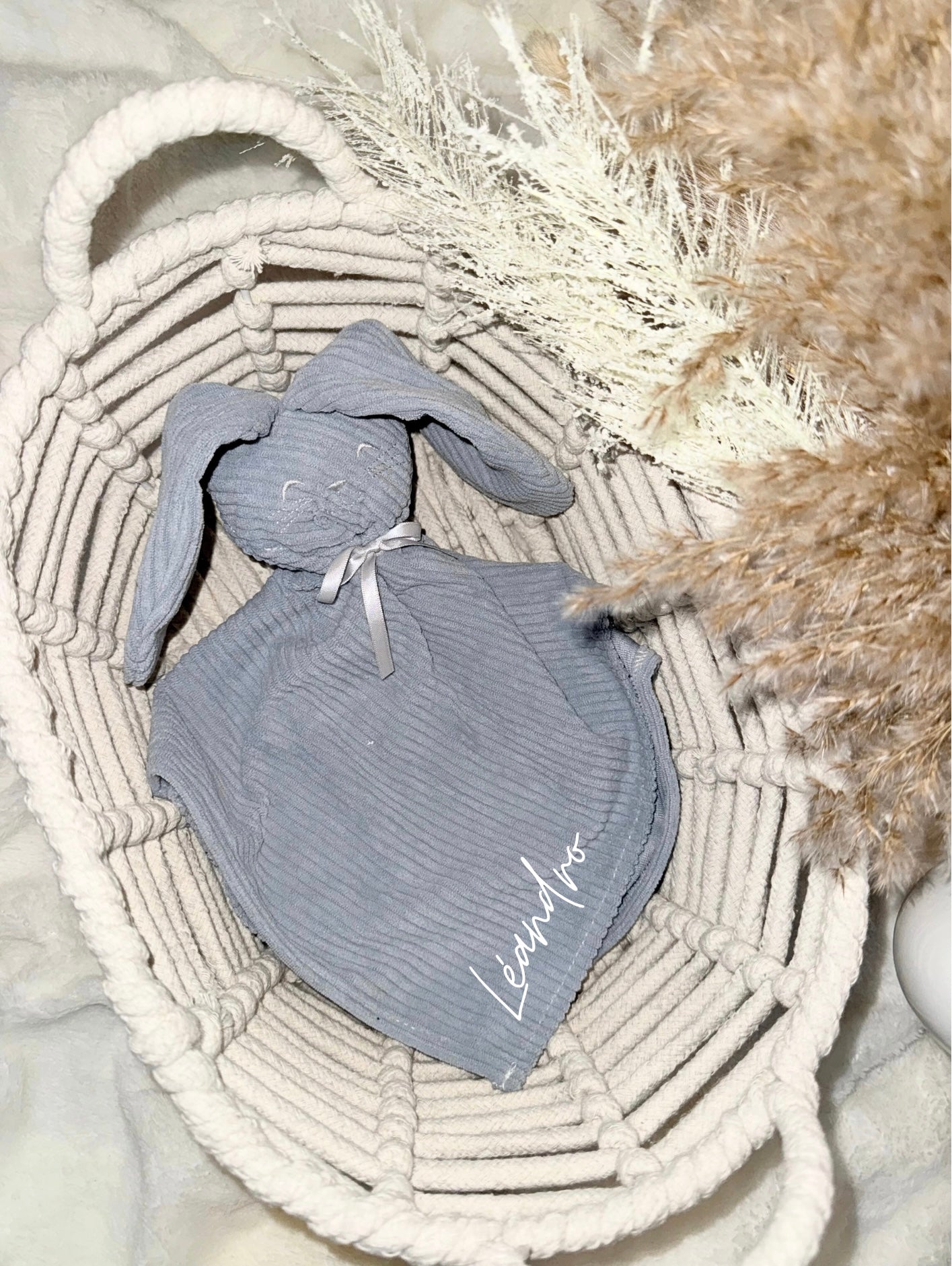 Doudou bleu gris - Velours côtelé