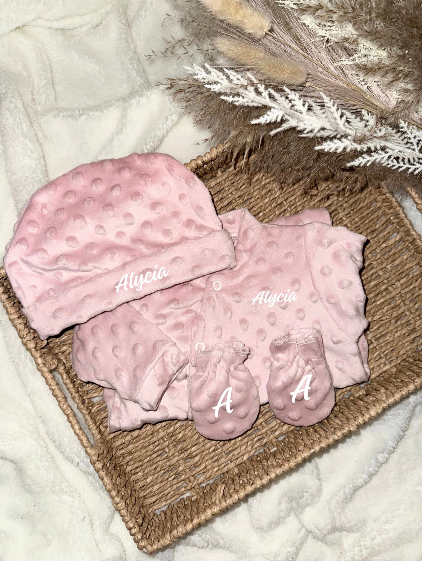 Ensemble naissance rose foncé - Minky