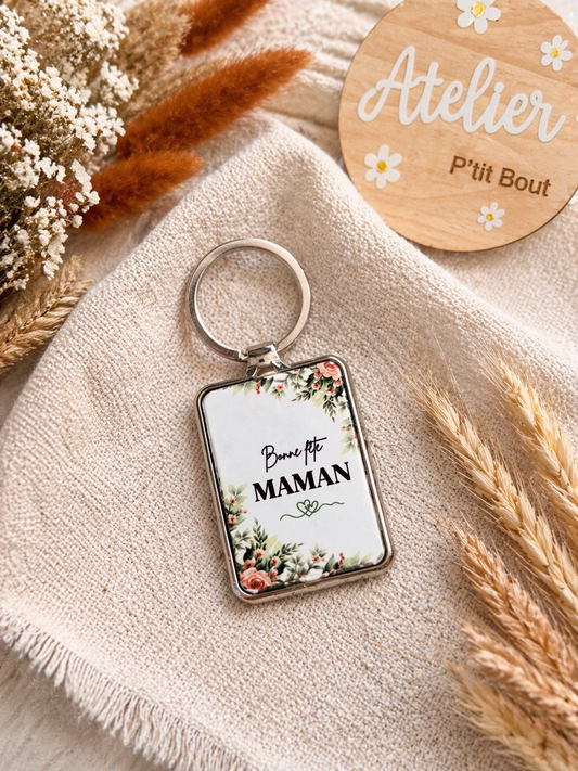 Porte-clé “Bonne fête Maman” floral
