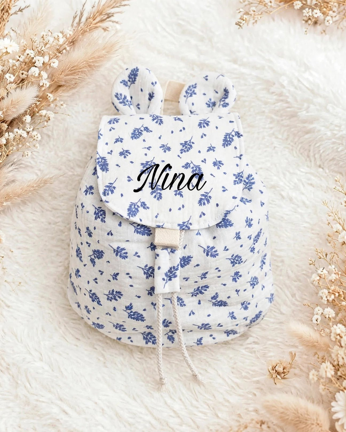Sac à dos feuilles - Bleu ☘️