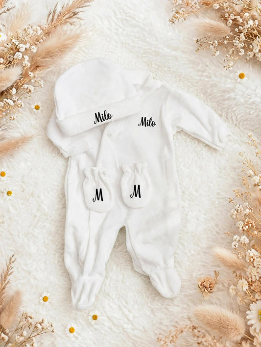 Ensemble naissance blanc -  Velours