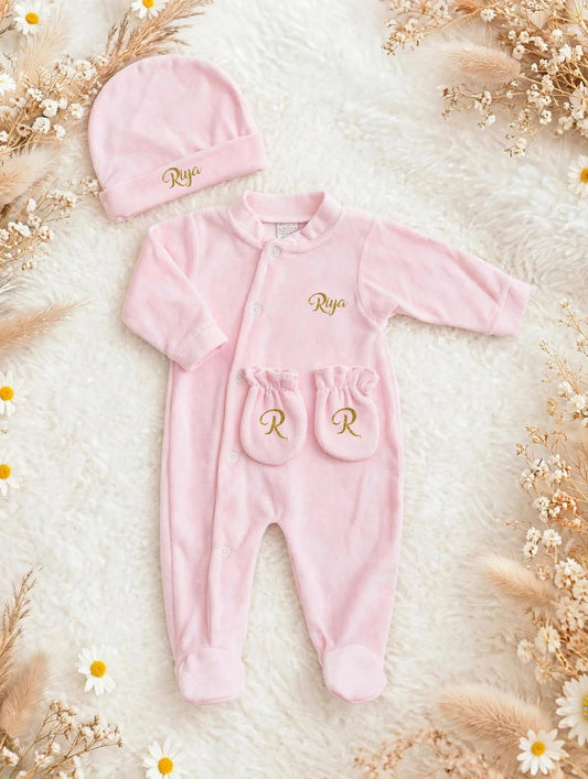 Ensemble naissance rose -  Velours