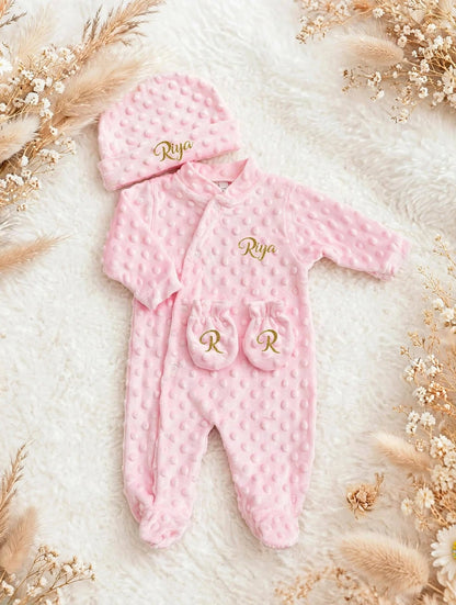 Ensemble naissance rose - Minky