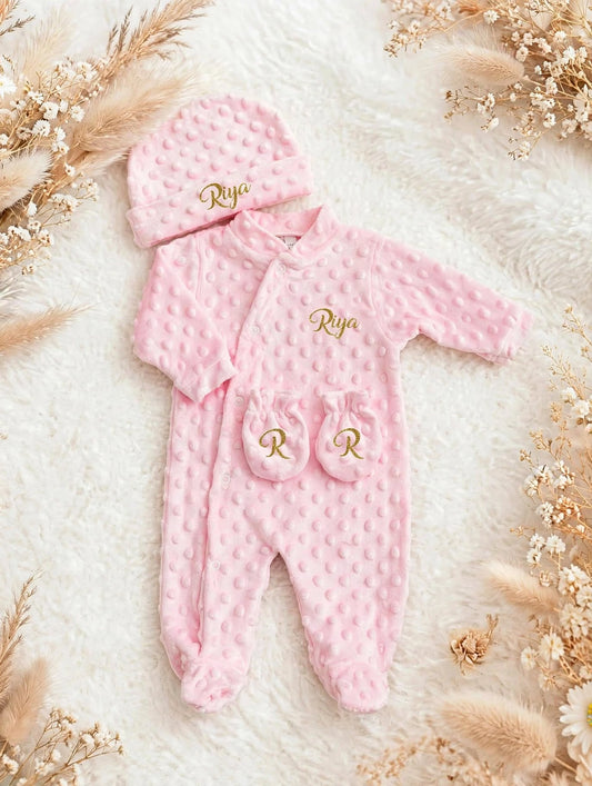 Ensemble naissance rose - Minky