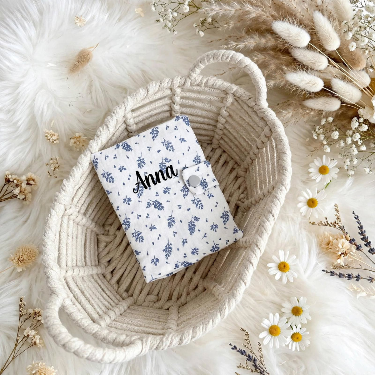 Protège carnet de santé - Feuilles Bleues