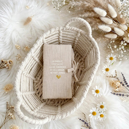 Protège Livret de Famille - Gaze de coton Beige