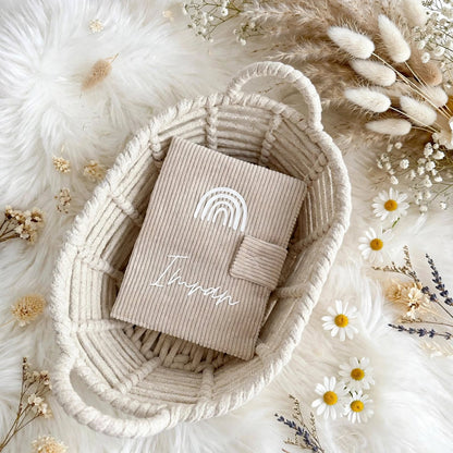 Protège carnet de santé - Velours Côtelé Beige
